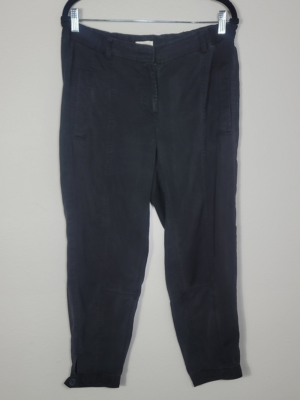 Eileen Fisher Tencel High Rise Cropped Tapered Pants Size Small Black